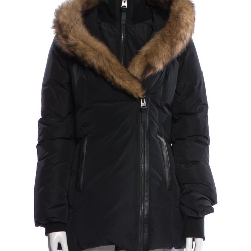 Mackage Women's Black Puffer Jacket with Faux Fur Trim